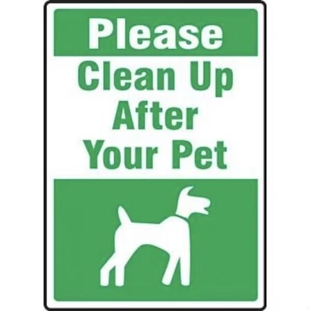 Accuform Please Clean Up After Your Pet, Adhesive Dura-Poly, 14 in x 10 in, Adhesive MCAW562XV